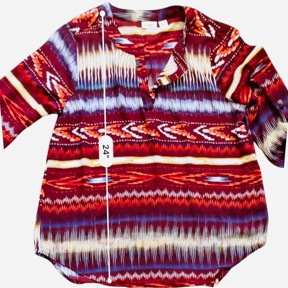 Cato casual pullover top M multicolor long sleeves round neck abstract print - Picture 6 of 13